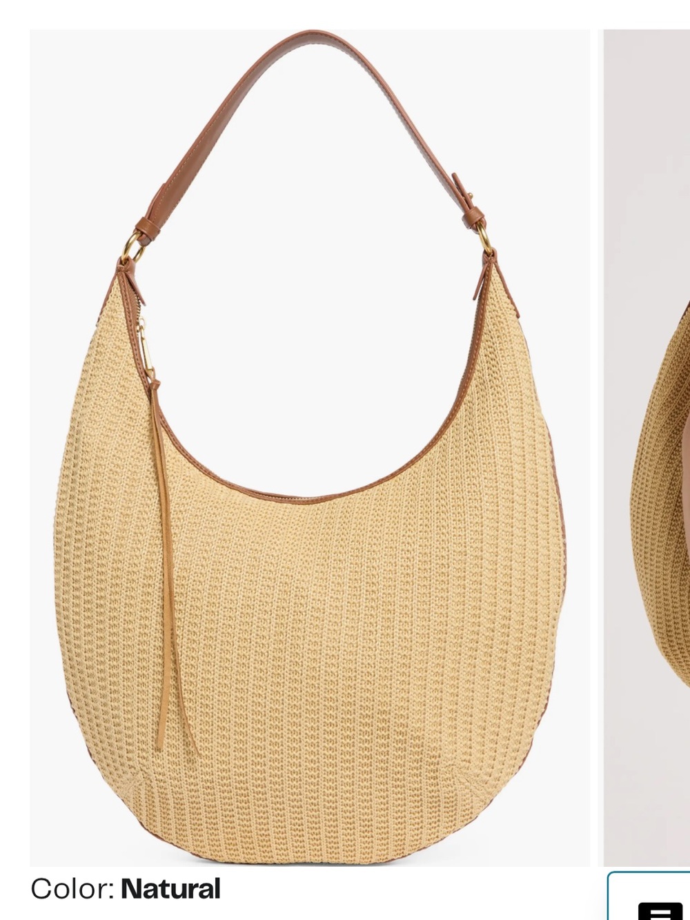 Rebecca Minkoff Natural Woven Hobo with Tan Leather Trim
